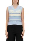Ganni Wool Vest Knitwear Light Blue In Blue