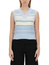 Ganni Wool Vest Knitwear Light Blue In Blue