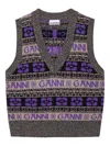 Ganni V-neck Vest In Gray
