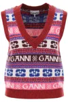 Ganni V-neck Vest In Multi