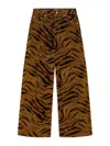 Ganni Womens Khaki Printed Baggy-fit Cotton-blend Jeans In Brown