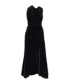 Ganni Black Velvet Ruched Maxi Dress In Black