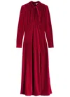 Ganni Velvet Maxi Dress In Red