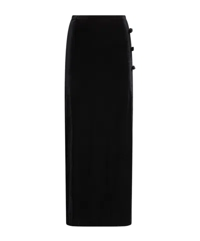 Ganni Velvet Pencil Skirt In Black
