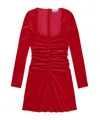 Ganni Red Ruched Minidress In Red
