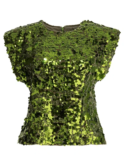 Ganni Velvet Sequins Blouse In Black