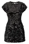 Ganni Sequined Velvet Mini Dress In Brown