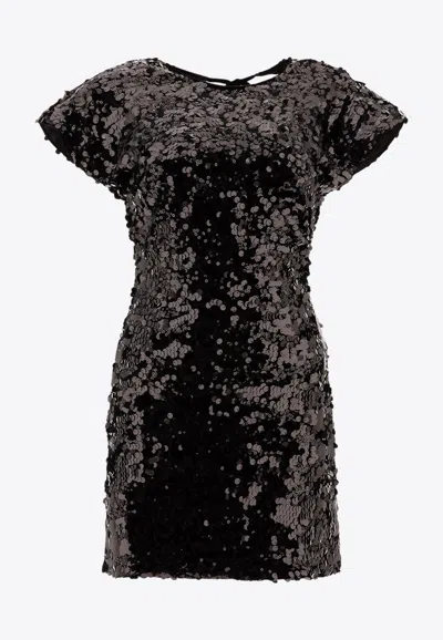 GANNI VELVET SEQUINS MINI DRESS