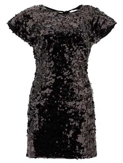 GANNI GANNI VELVET SEQUINS MINI DRESS