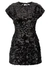 Ganni Sequined Velvet Mini Dress In Nero