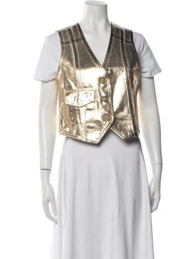 Pre-owned Ganni Vest In Gold