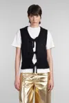 Ganni Black Tie String Vest In Black