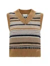 Ganni Striped Soft Alpaca Blend Vest In Tigers Eye