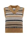 Ganni Striped Soft Alpaca Blend Vest In Tiger's Eye