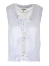 Ganni Light Mohair Tie String Vest In Light Blue