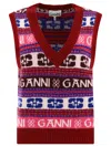 Ganni Logo Jacquard Wool-blend Sweater Vest