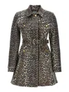 Ganni Foil Print Denim Dress In Leopard In Multicolour