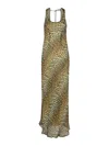 Ganni Leopard Print Viscose Long Dress