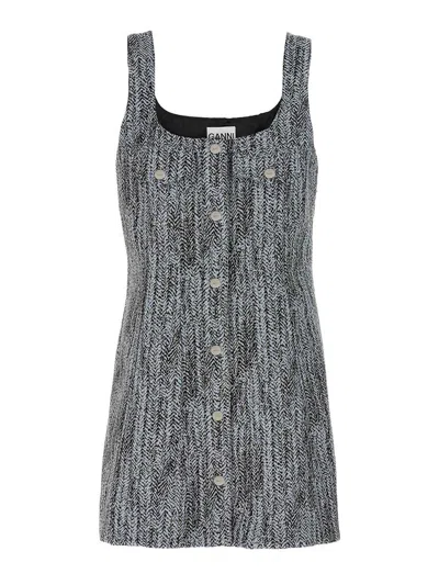 Ganni Women Tweed Dress In Blue