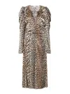 Ganni Leopard Print Midi Dress In Plata