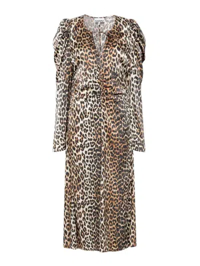 GANNI VESTIDO MIDI - PLATA