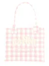 Ganni Tote Bag Checkered Dual Handles