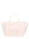 Ganni Checkered Pattern Tote Bag With 2 Handles