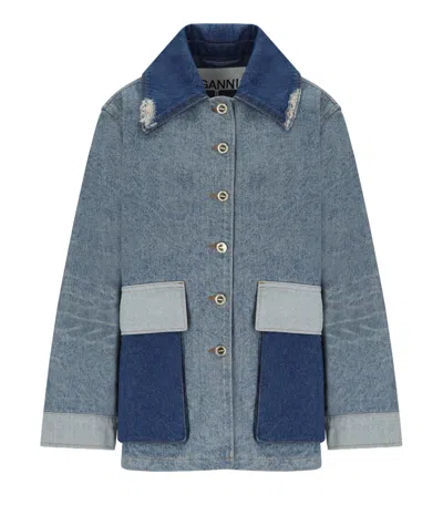 Ganni Vintage Blue Denim Jacket In Multi
