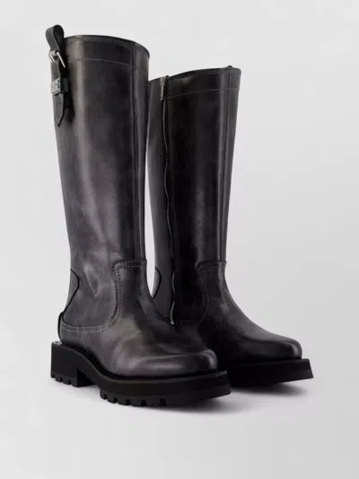 Ganni Vintage Boots Buckle Detail Chunky Sole In Black