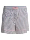 Ganni Violet Shorts With Logo Patch On The Front And All-over Striped Motif In Viscose Blend Woman In Purple