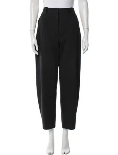 Pre-owned Ganni Virgin Wool Straight Leg Pants In Black