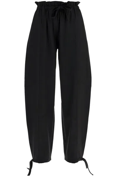 Ganni Viscose Paperbag Pants In Black