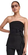 Ganni Strapless Viscose Top For In Black