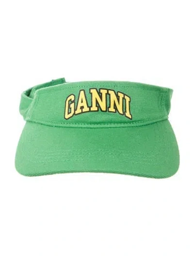 Pre-owned Ganni Visor Hat In Green