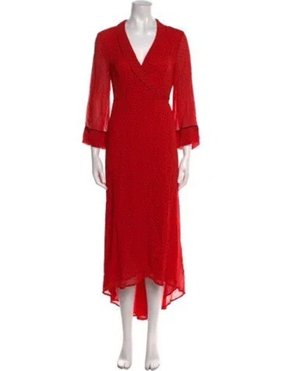 Pre-owned Ganni V-neck Long Dress In Multi
