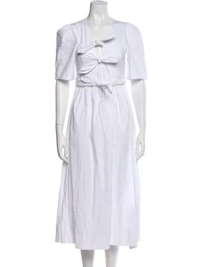Pre-owned Ganni V-neck Long Dress In Neutral