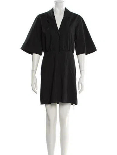 Pre-owned Ganni V-neck Mini Dress In Black