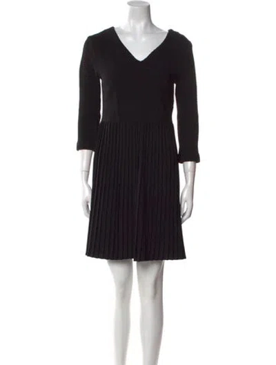 Pre-owned Ganni V-neck Mini Dress In Black