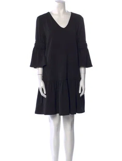Pre-owned Ganni V-neck Mini Dress In Black