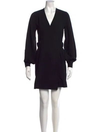 Pre-owned Ganni V-neck Mini Dress In Black