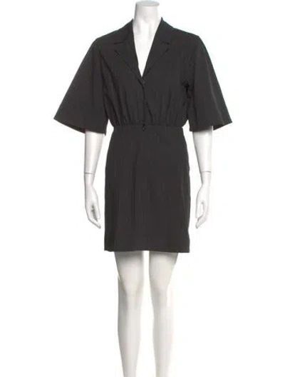 Pre-owned Ganni V-neck Mini Dress In Black