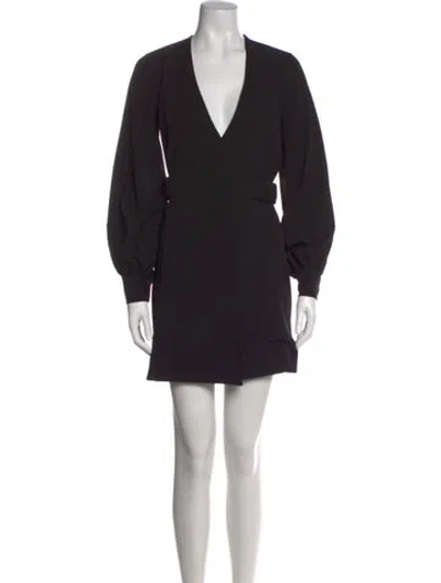 Pre-owned Ganni V-neck Mini Dress In Black