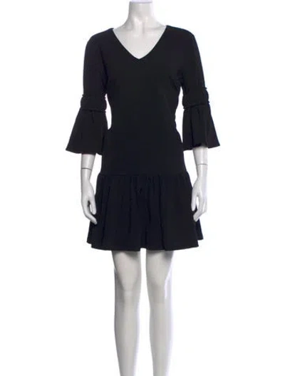 Pre-owned Ganni V-neck Mini Dress In Black