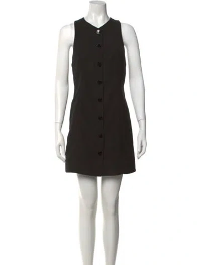 Pre-owned Ganni V-neck Mini Dress In Black