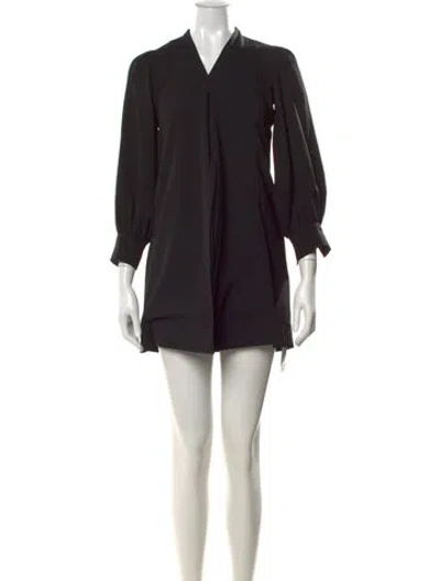 Pre-owned Ganni V-neck Mini Dress In Black