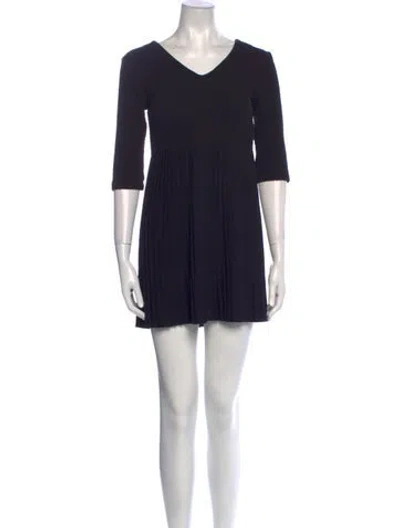 Pre-owned Ganni V-neck Mini Dress In Blue