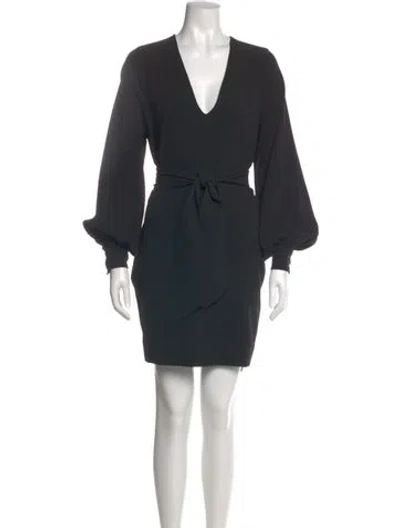 Pre-owned Ganni V-neck Mini Dress In Gray