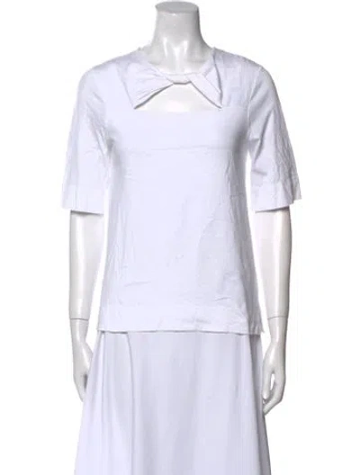 Pre-owned Ganni V-neck Short Sleeve T-shirt In White
