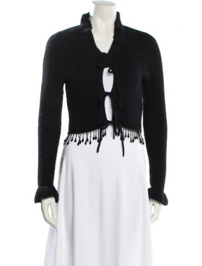 Pre-owned Ganni V-neck Sweater In Black