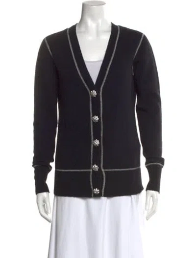 Pre-owned Ganni V-neck Sweater In Black